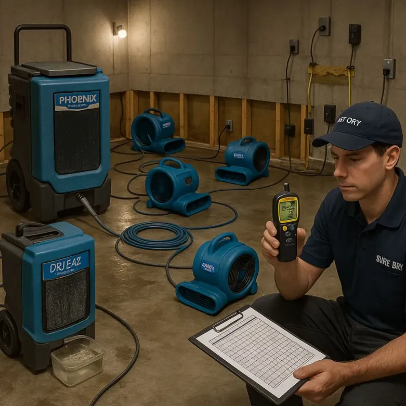 Structural Drying and Dehumidification process in Olcott, NY